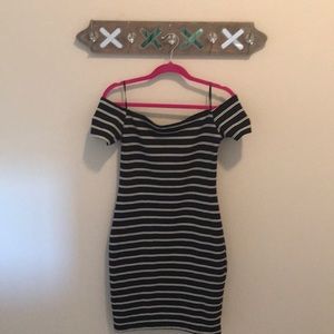 FOREVER 21 Dress striped navy blue and white